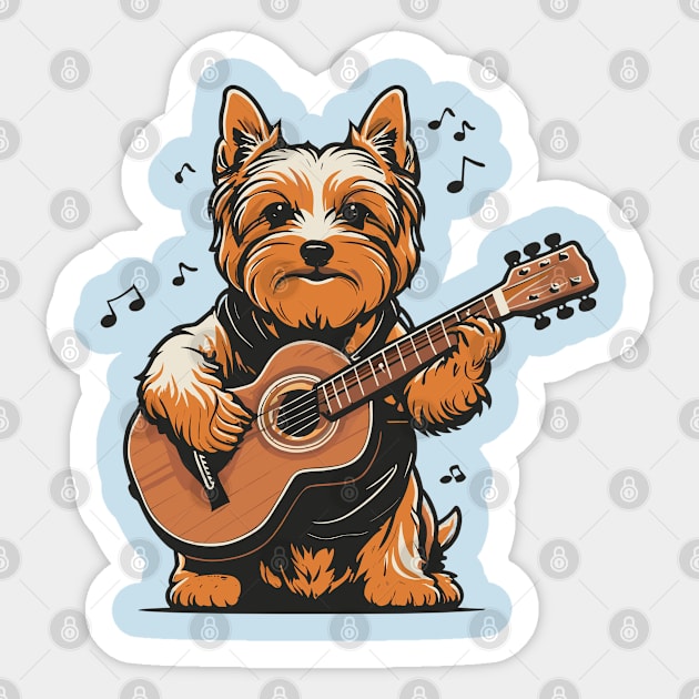 Yorkshire Terrier Playing Guitar Sticker by Graceful Designs